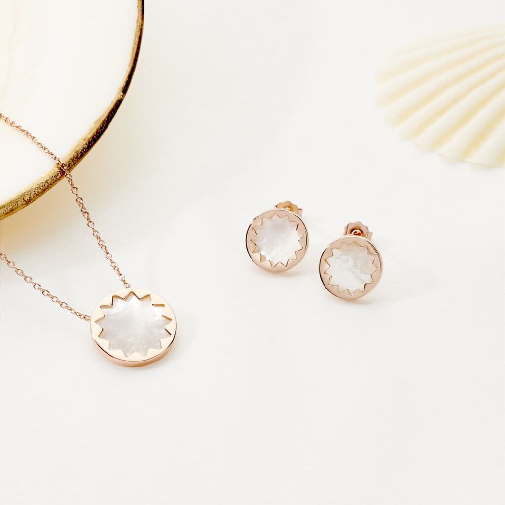 Damen Halskette Silber 925 Rosé Vergoldet Perlmutt - Halsketten Damen | OROVIVO
