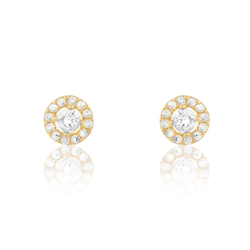 LIDIA 3 Damen Ohrstecker Gold 375 (9 Karat) Zirkonia Wei&szlig; Kreis - Ohrstecker Damen | OROVIVO