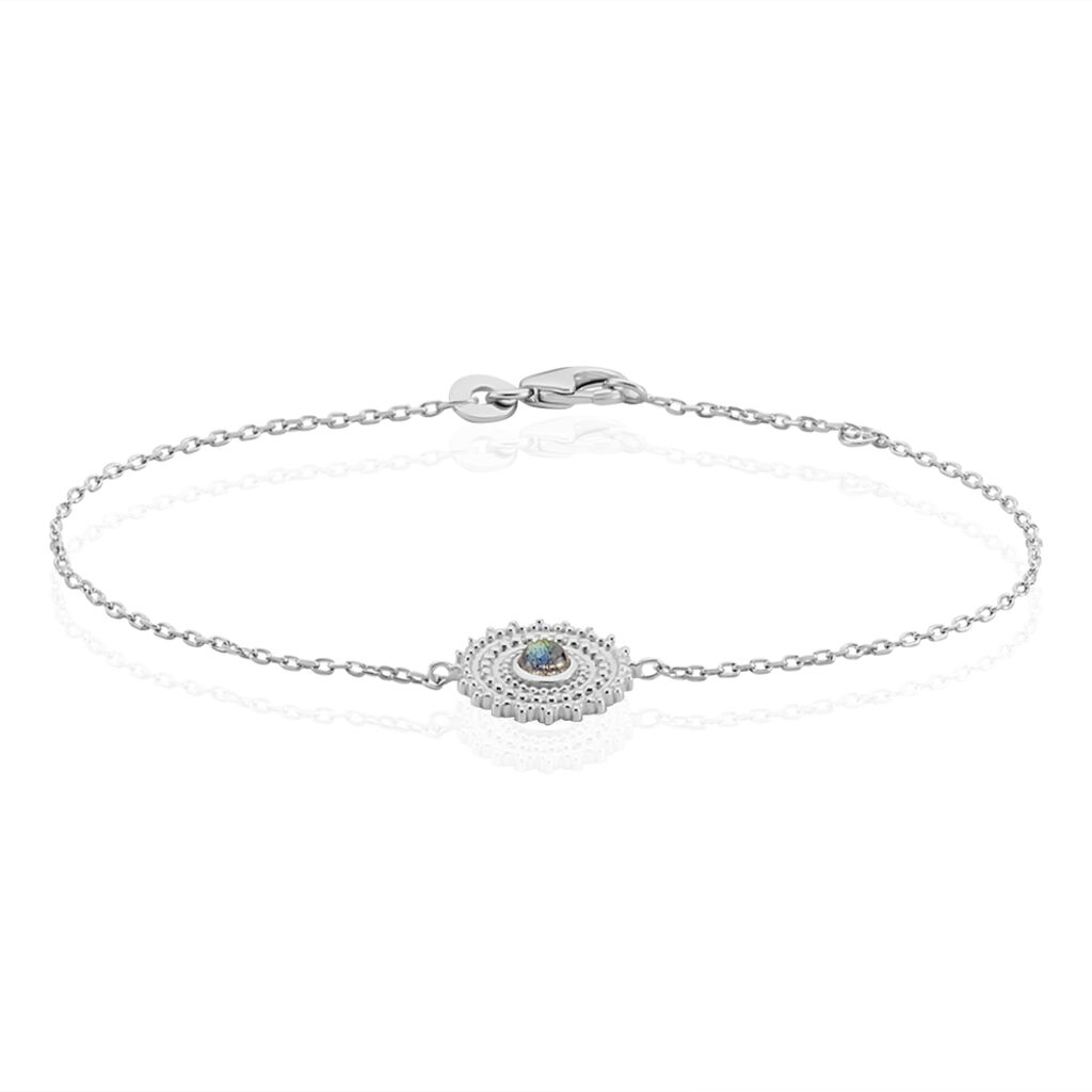 Bracelet Argent Rhodie Nyoko Rosace Labradorite - Spannringe Damen | OROVIVO