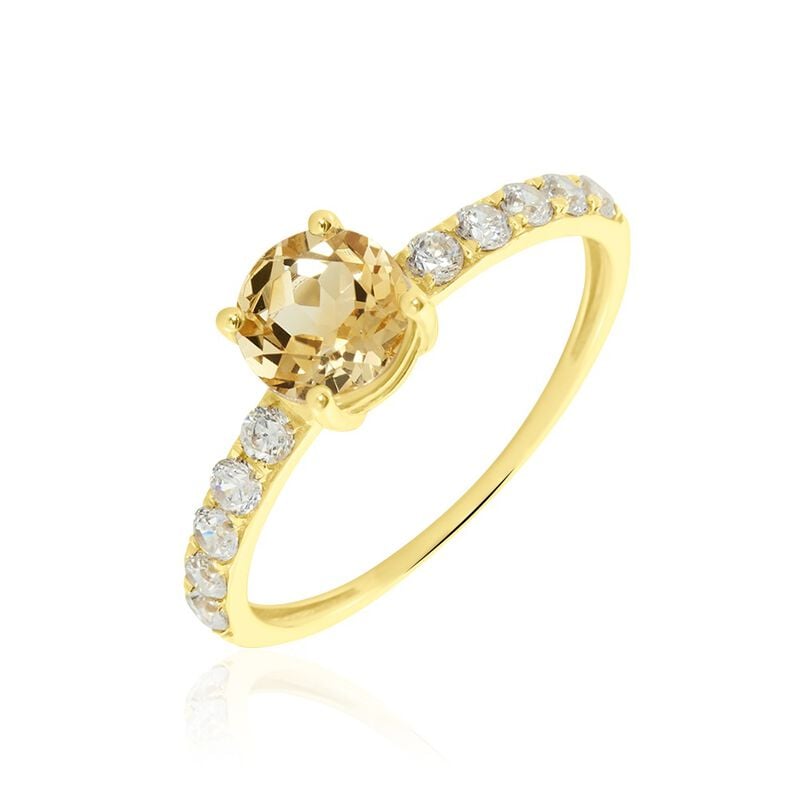 Bague Or Jaune Monroe Citrine Oxydes De Zirconium - Spannringe Damen | OROVIVO