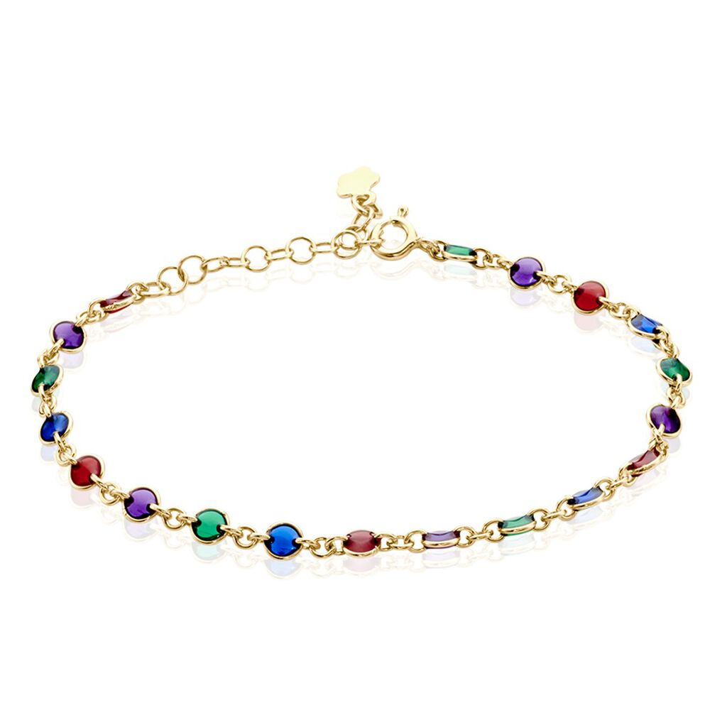 SOFIA Damen Armband Silber vergoldet 925 B 2 mm, Armband mit Stein