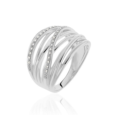 Damen Ring Silber 925 Zirkonia Weiß Welle