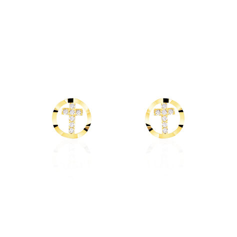 Damen Ohrstecker Gold 375 Zirkonia Kreuz - Ohrstecker Damen | OROVIVO