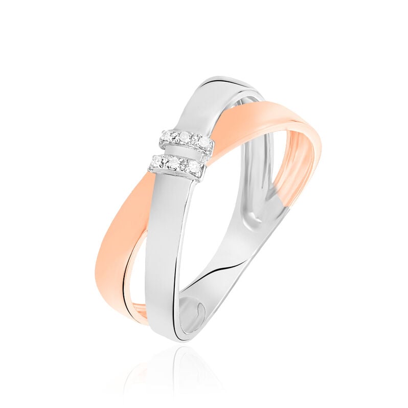 Bague Or Bicolore Tonnia Croise Diamants - Spannringe Damen | OROVIVO