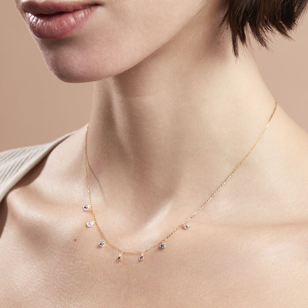 Damen Collier Gold 375 Zirkonia Violett Kreis Talila 1 - Halsketten Damen | OROVIVO