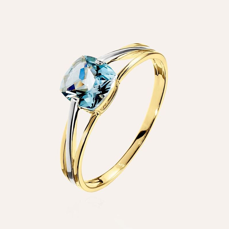 Anello Solitario Amélie Oro Bicolore Topazio - Spannringe Damen | OROVIVO