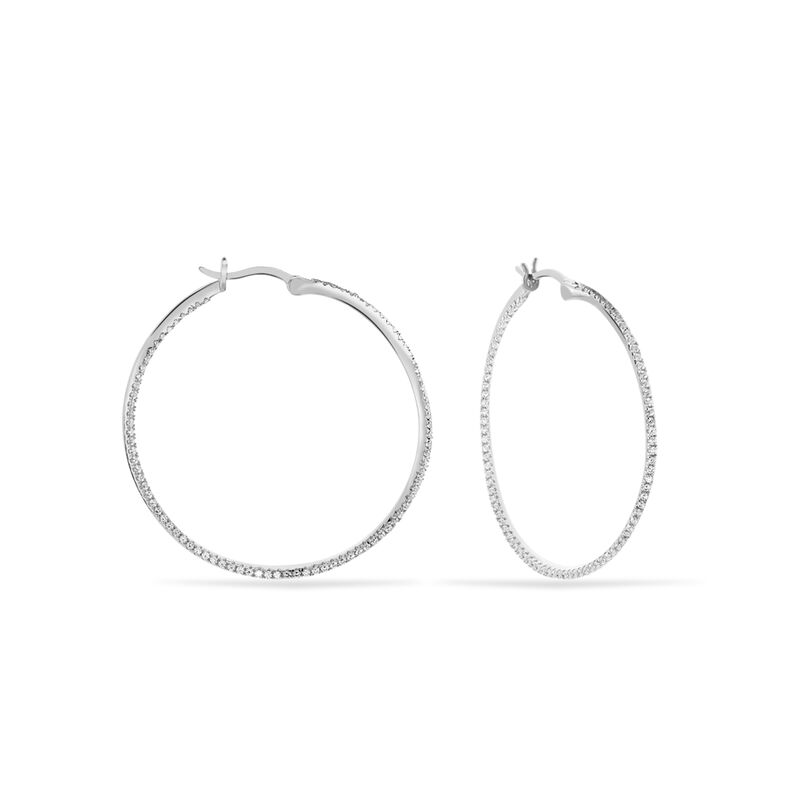 Damen Creolen Silber 925 Zirkonia Essa 40,00mm 1,36mm  - Creolen Damen | OROVIVO