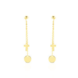 Damen Ohrstecker Lang Gold 375 Kreuz - Ohrstecker lang Damen | OROVIVO