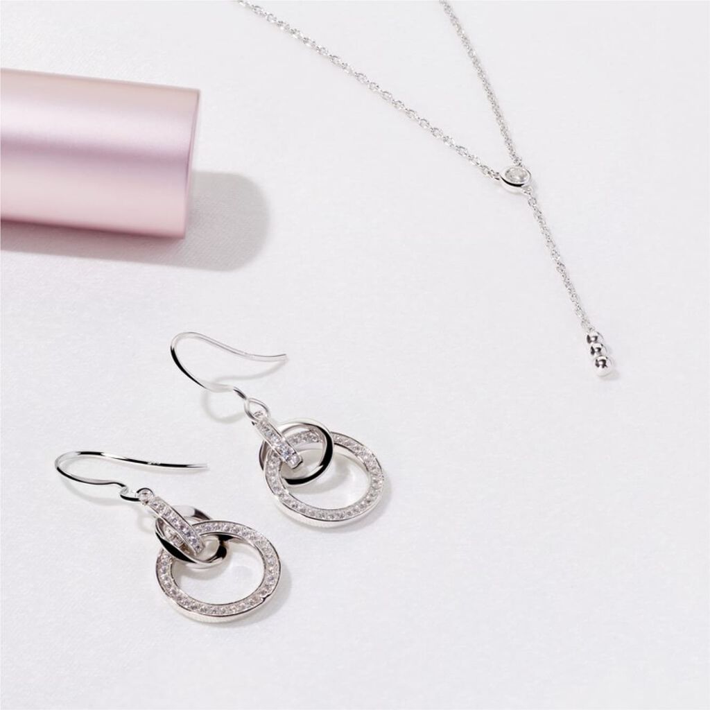 Damen Ohrhänger Lang Silber 925 Zirkonia Kreis - Ohrhänger Damen | OROVIVO