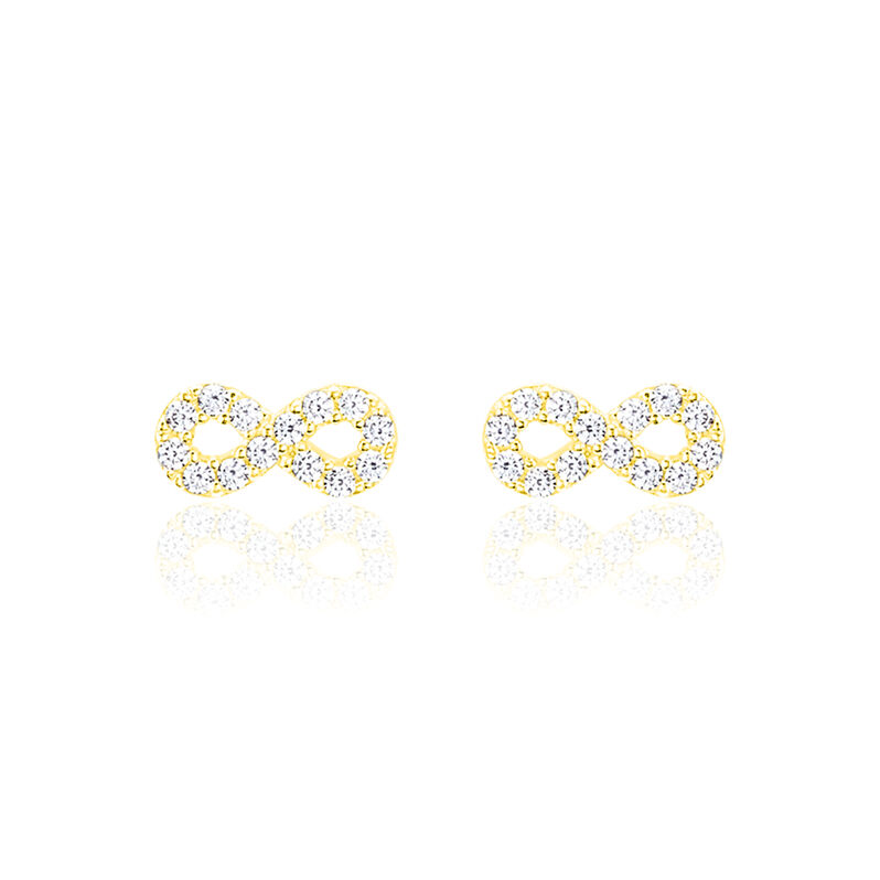 Boucles D'oreilles Puces Fannelle Infini Or Jaune Oxyde De Zirconium - Spannringe Damen | OROVIVO