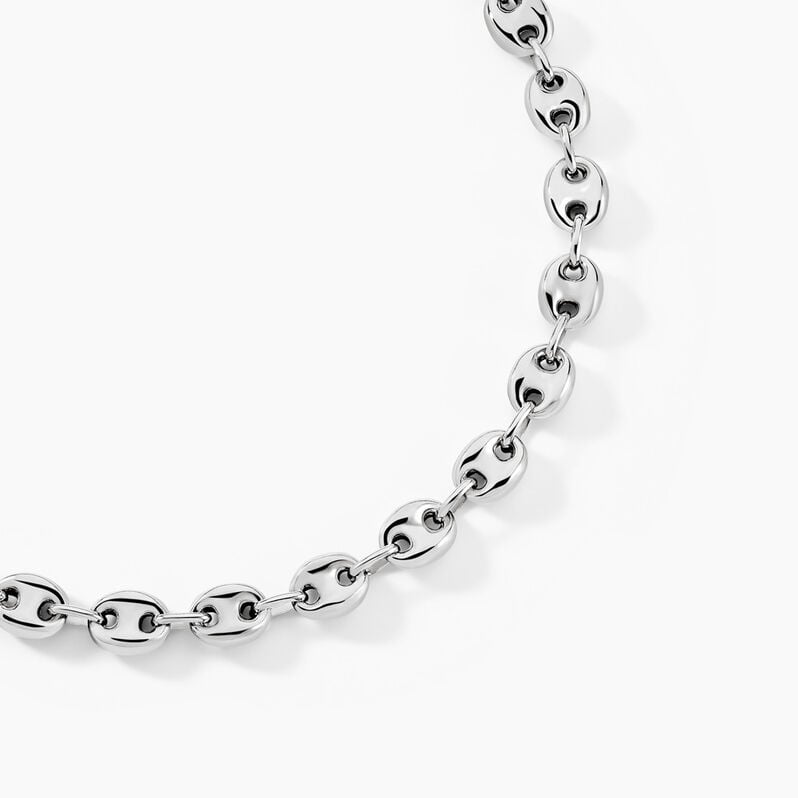 Collier Carrus Maille Grain De Cafe Argent Blanc - Spannringe Herren | OROVIVO
