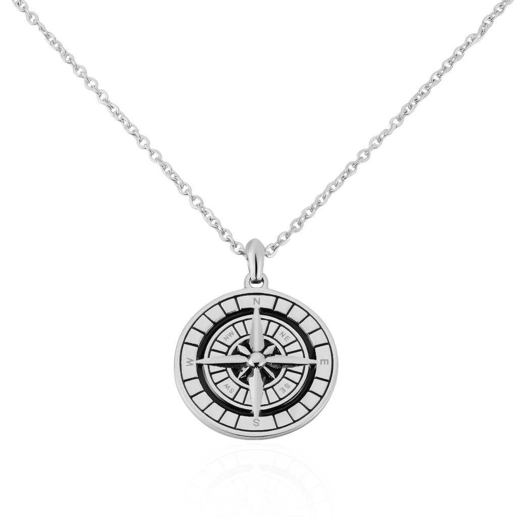 Herren Halskette Edelstahl Kompass, Collier ohne Stein