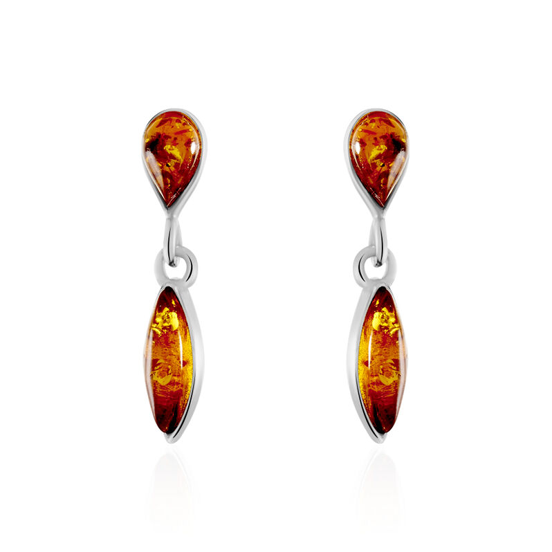 Boucles D'oreilles Pendantes Catrina Argent Blanc Ambre - Spannringe Damen | OROVIVO
