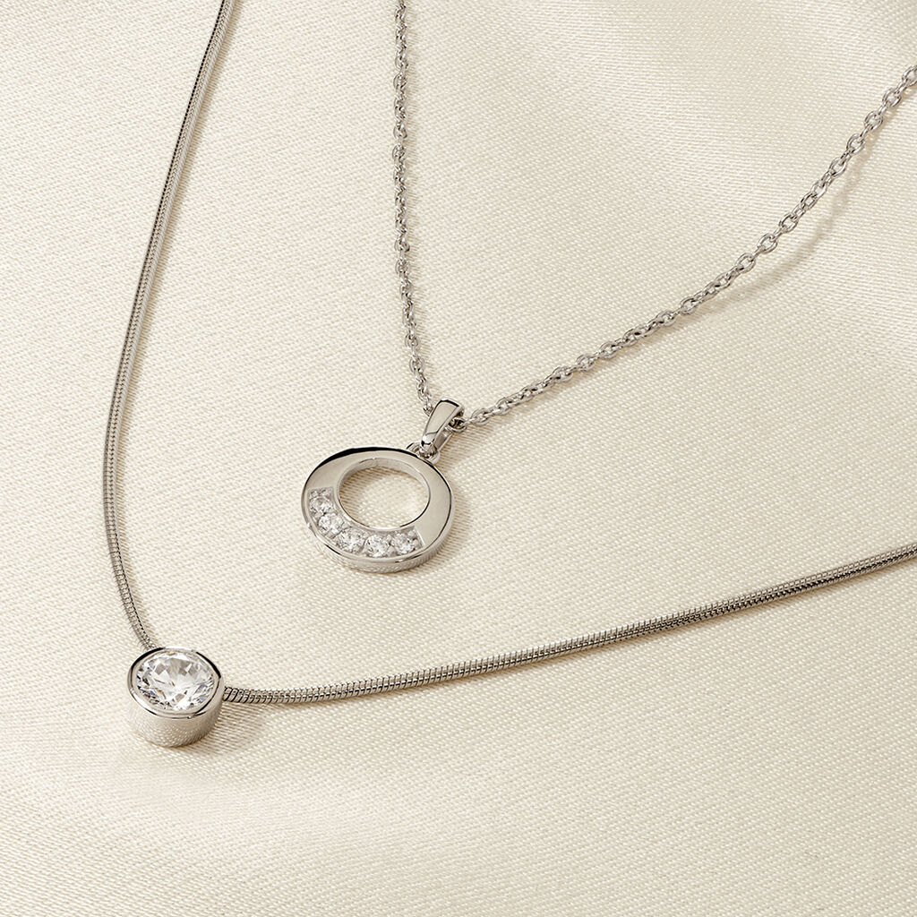 Damen Collier Silber 925 Zirkonia Weiß Kreis - Halsketten Damen | OROVIVO