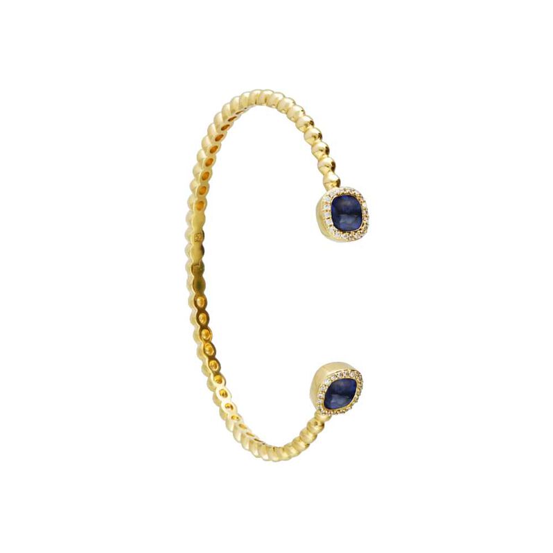 Bangle placcato oro con pietra blu e zirconiBangle placcato oro con pietra color ambra - Spannringe Damen | OROVIVO