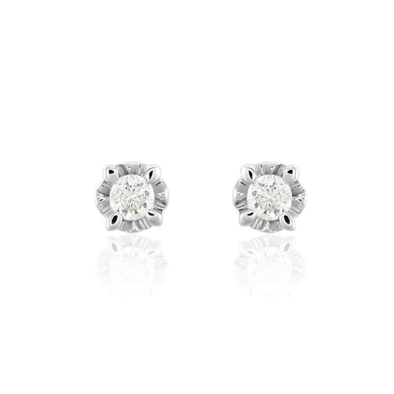 Orecchini punto luce a lobo in oro bianco con diamanti 0.04ct - Spannringe Damen | OROVIVO