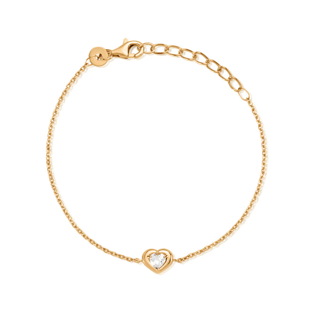 DINA Damen Armband Vergoldet Zirkonia Wei&szlig; Herz