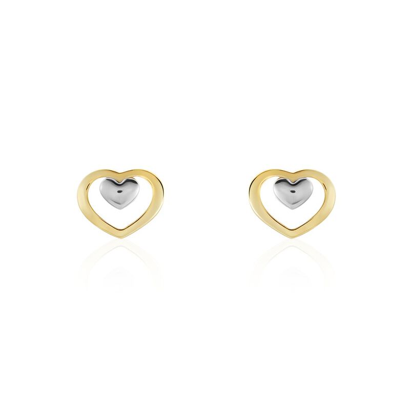 Damen Ohrstecker Gold 375 Bicolor Herz - Ohrstecker Damen | OROVIVO