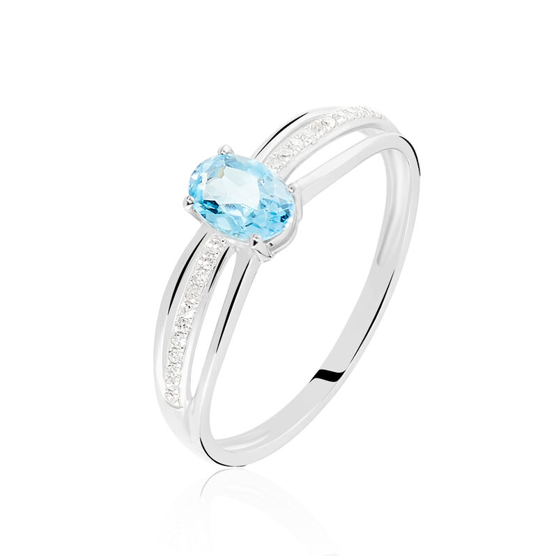 Bague Or Blanc Topaze Et Diamant - Spannringe Damen | OROVIVO