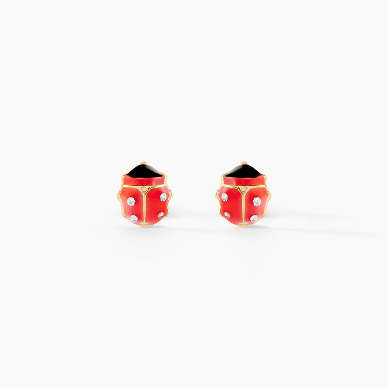 Boucles D'oreilles Puces Coccinella Or Jaune Oxyde De Zirconium - Spannringe Kinder | OROVIVO