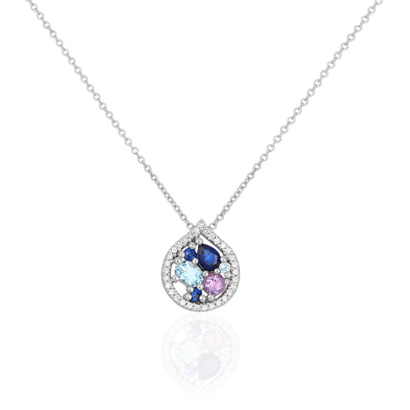 Collier Or Blanc Amethyste Et Diamant Et Saphir - Spannringe Damen | OROVIVO