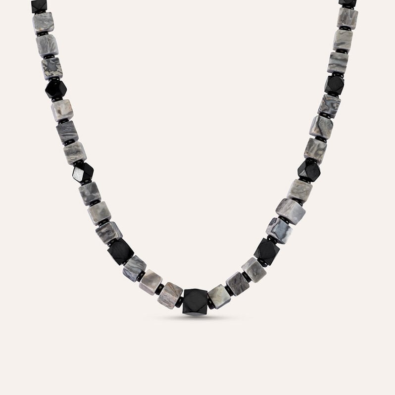 Collana Man Code Acciaio Antracite Labradorite - Spannringe Unisex | OROVIVO