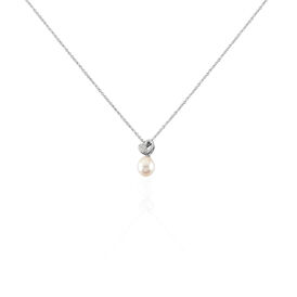 Damen Halskette Silber 925 Zuchtperle Zirkonia - Herzketten  | OROVIVO