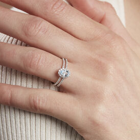 Damenring Weißgold 375 Blautopas Diamanten - Ringe mit Edelsteinen Damen | OROVIVO