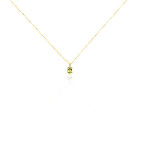 ELENEA Damen Collier Gold 375 (9 Karat) Peridot Gr&uuml;n 0,49 ct Oval - Halsketten Damen | OROVIVO