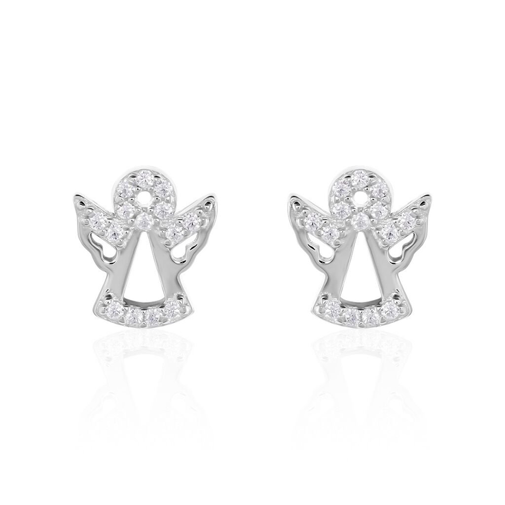 Thumbnail - Damen Ohrstecker Silber Silber 925 Zirkonia Engel 8,00mm 0,9cm, Ohrstecker mit Stein