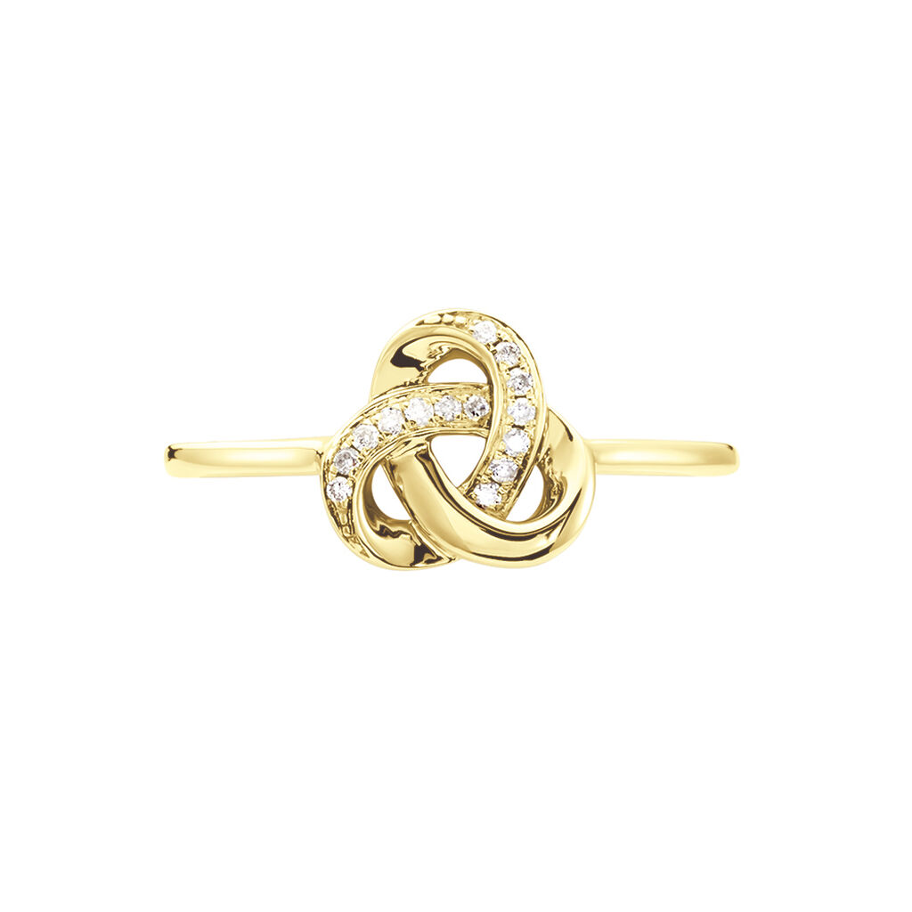 KNOT Damen Ring Gold 375 (9 Karat) Diamant Wei&szlig; 0,05 ct B 6 mm