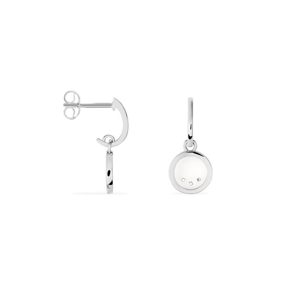 GOLANA Damen Ohrstecker Silber 925 Diamant Wei&szlig; 0,02 ct Kreis