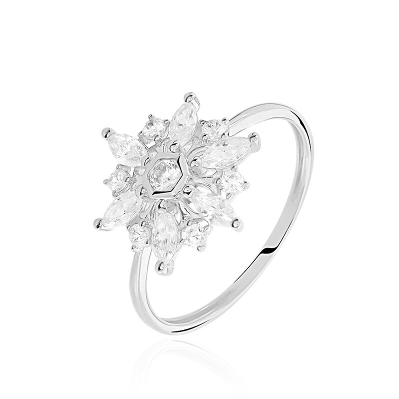 Bague Or Weiss Allassane Forme Flocon Oxydes De Zirconium - Spannringe Damen | OROVIVO
