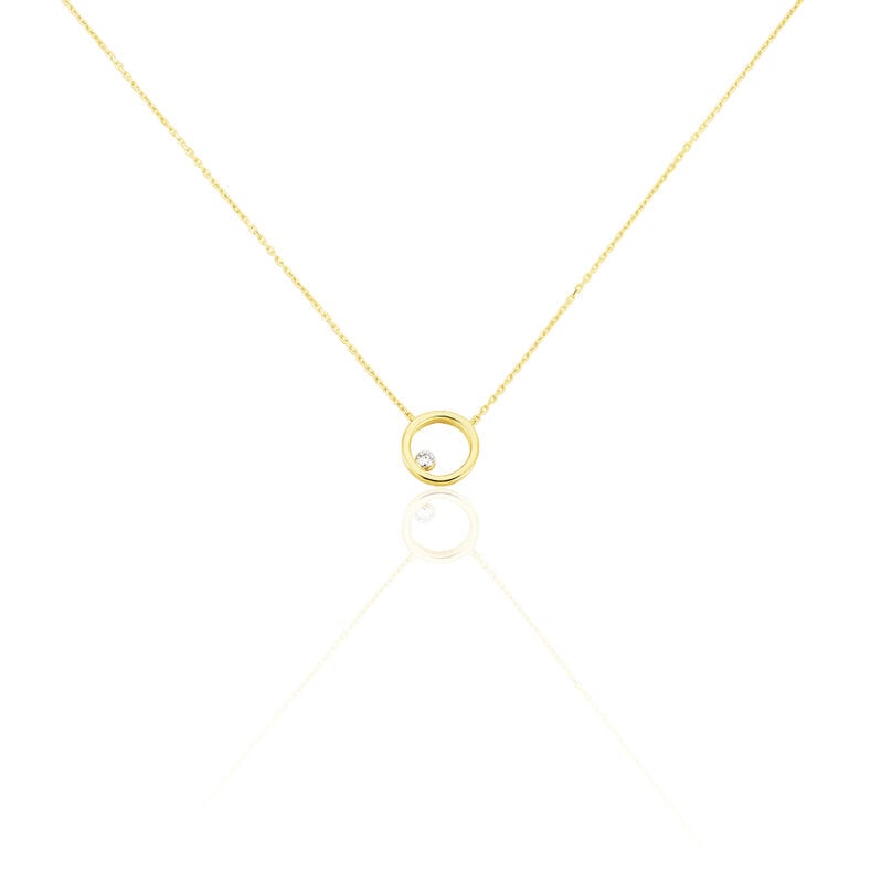 INVISIBLE 3 Damen Collier Gold 750 (18 Karat) Diamant Wei&szlig; 0,040 ct Kreis - Halsketten Damen | OROVIVO