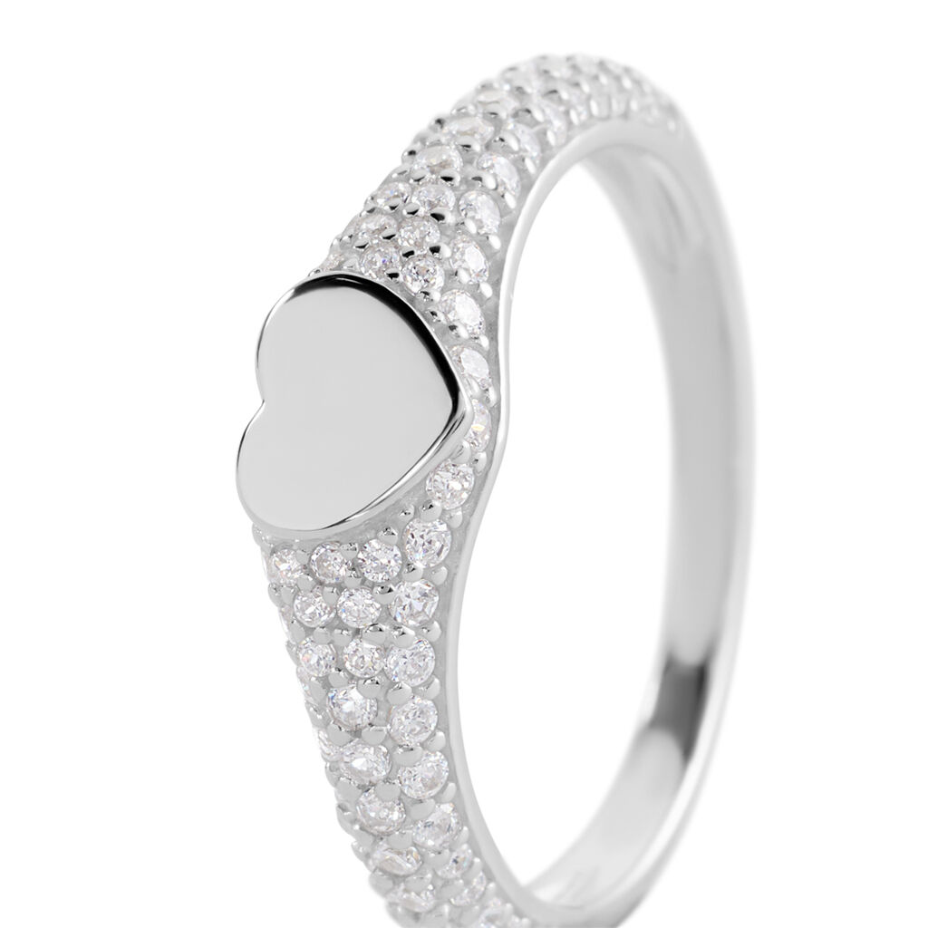 NOOR Damen Ring Silber 925 Zirkonia Wei&szlig; 0,14 ct Herz
