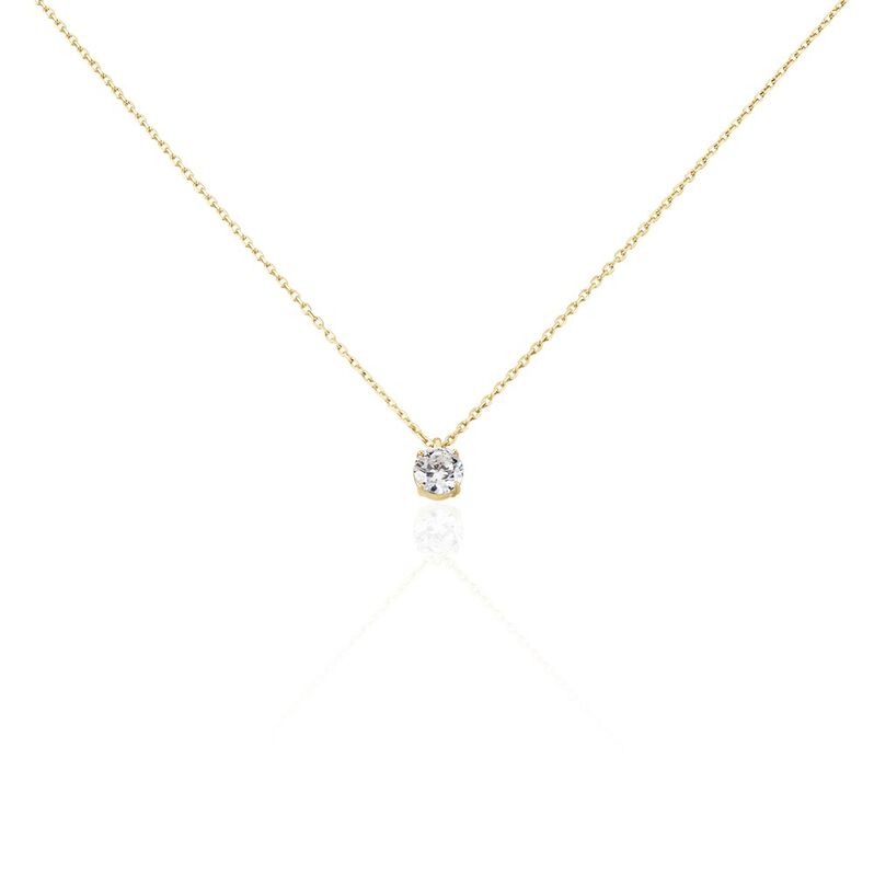 NADEJDA 3 Damen Collier Vergoldet Zirkonia Wei&szlig; 1,5 ct B 1,3 mm - Halsketten Damen | OROVIVO