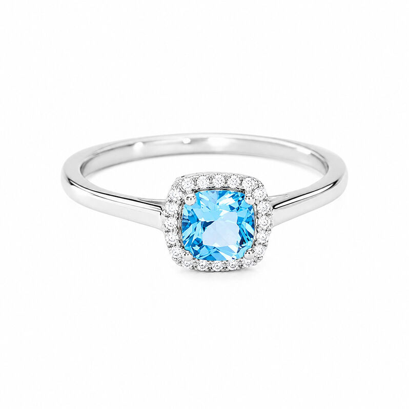 Blue crown Damen Ring Wei&szlig;gold 375 (9 Karat) Zirkonia Blau Viereck - Solit&auml;rringe Damen | OROVIVO