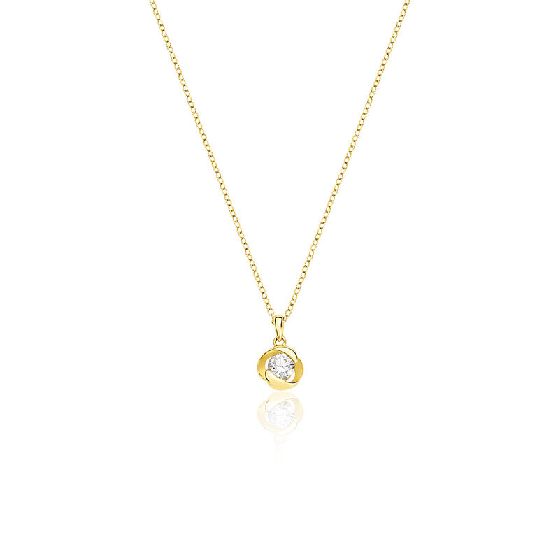 LUCY Damen Collier Silber vergoldet 925 Zirkonia Wei&szlig; 0,87 ct Blume - Halsketten Damen | OROVIVO