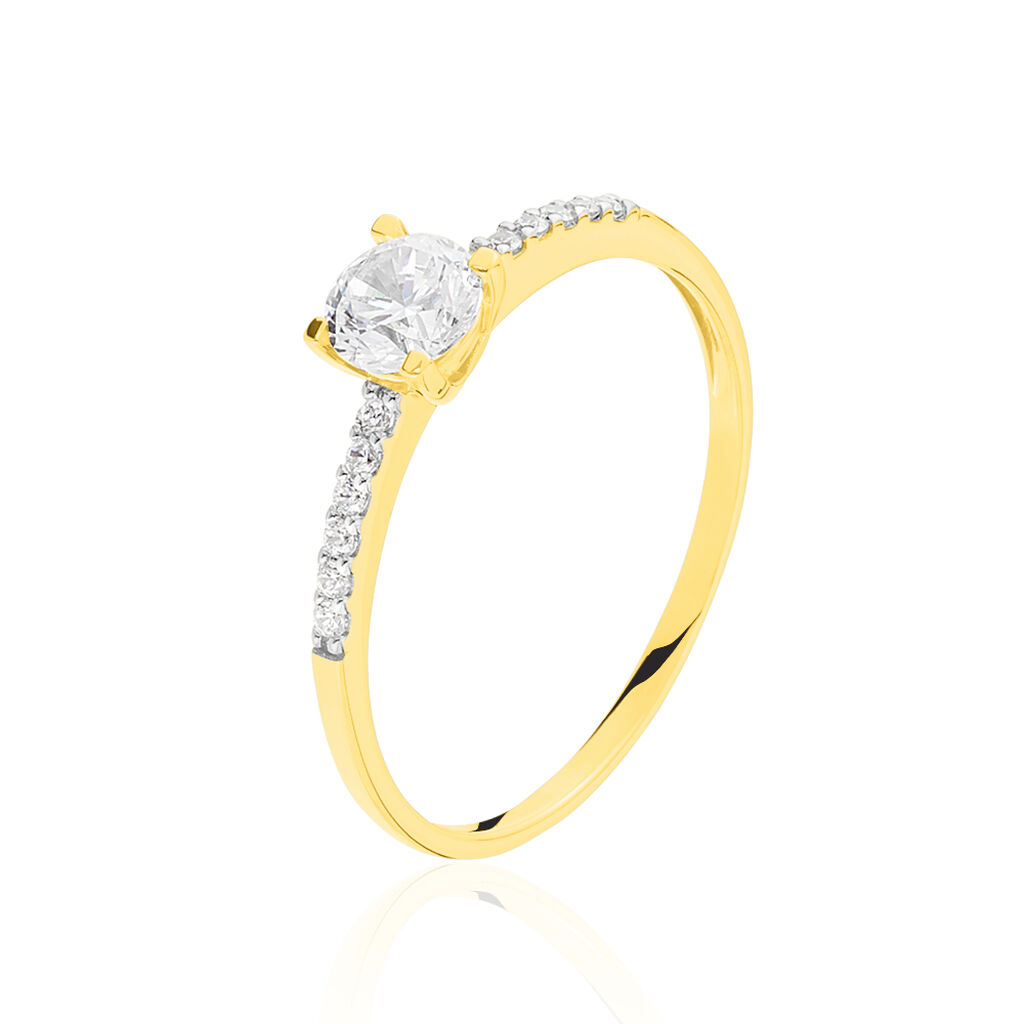 Damen Ring Gold 375 (9 Karat) Zirkonia Wei&szlig; 0,940 ct B 20 mm