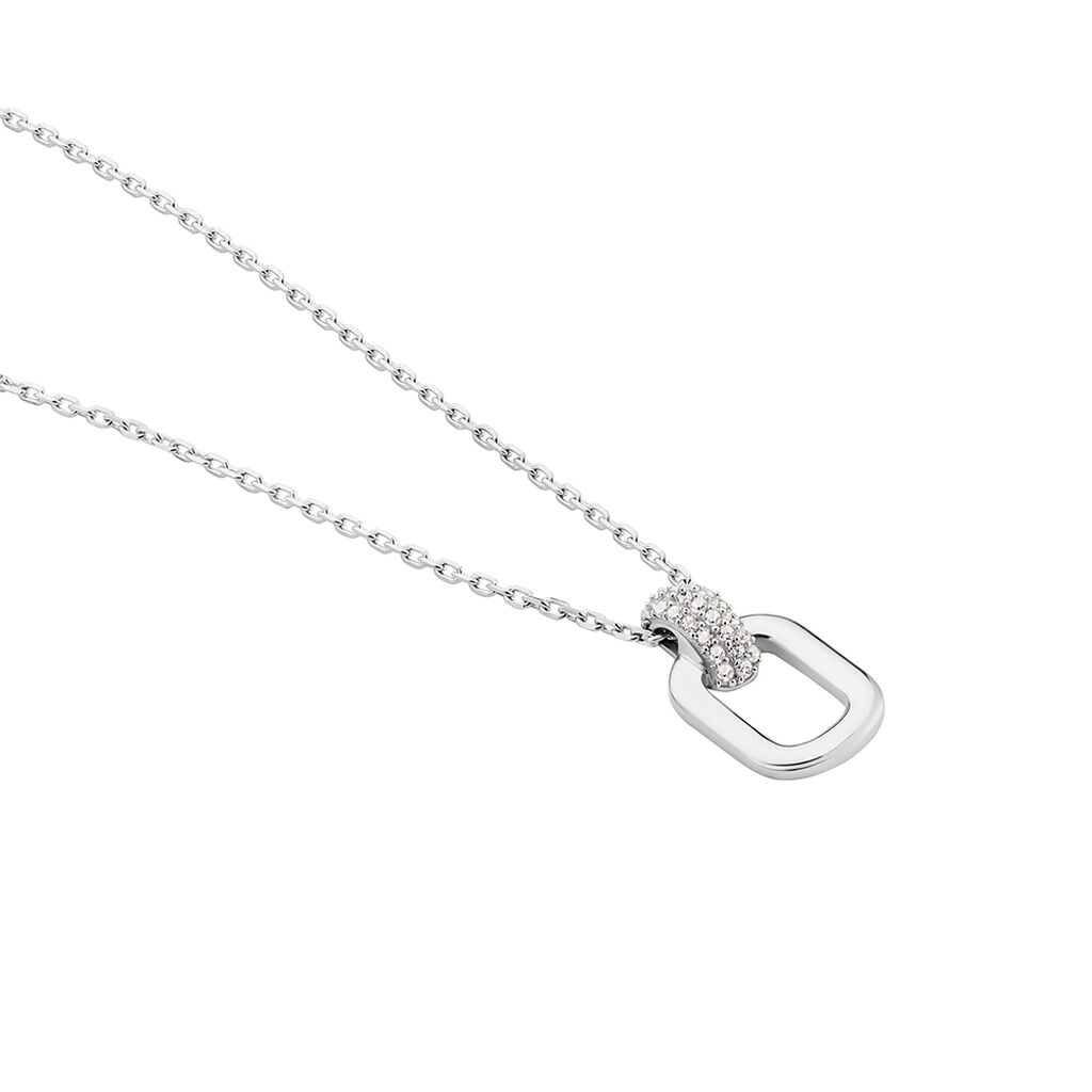 AVAH Damen Collier Silber 925 Zirkonia Wei&szlig; 0,3 ct Rechteckig B 1,4 mm