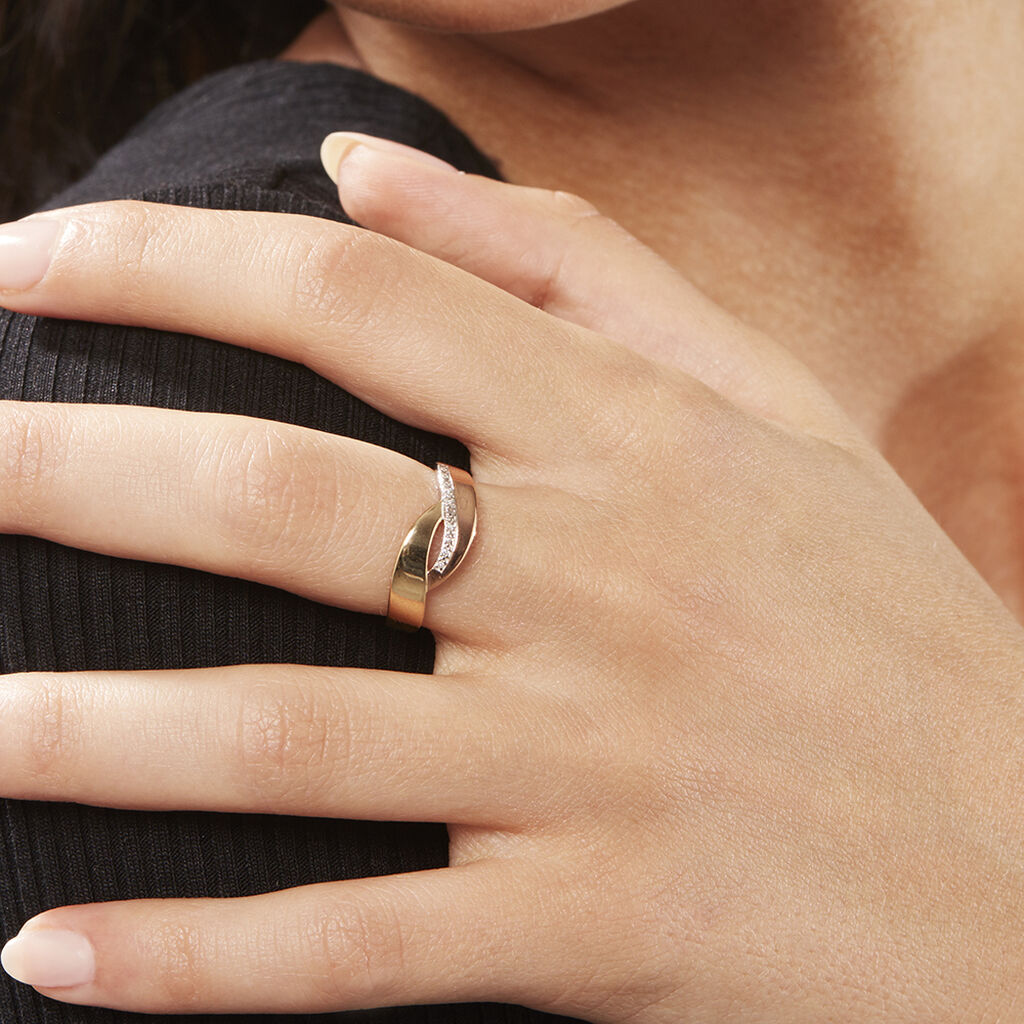 Damen Ring Gold Tricolor 375 Diamant 0,02ct Latta  - Ringe mit Stein Damen | OROVIVO