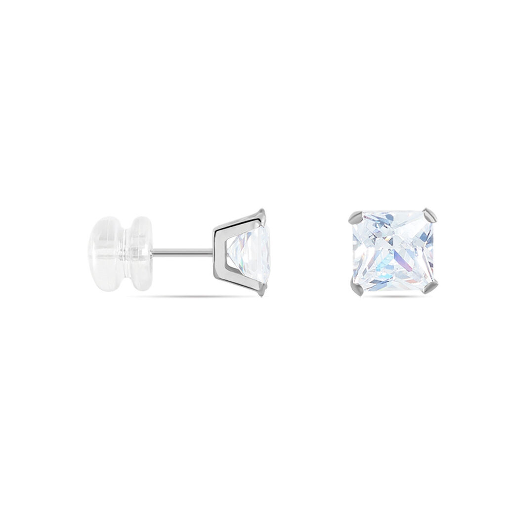 Familie Ohrstecker Weißgold 375 Zirkonia Viereck Roni 2 6,00mm  - Ohrstecker Familie | OROVIVO