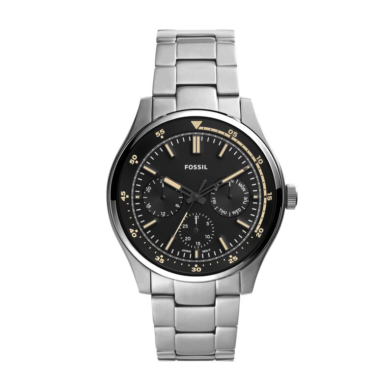 Orologio multifunzione in acciaio silver. quadrante nero - Spannringe Herren | OROVIVO