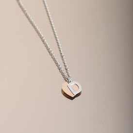Damen Halskette Silber 925 Bicolor Buchstabe D - Herzketten  | OROVIVO