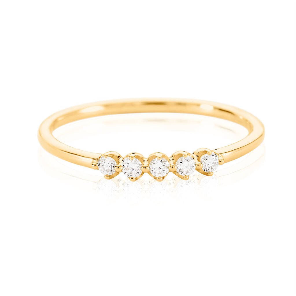 ZYLA Damen Ring Gold 375 (9 Karat) Synthetischer Diamant Weiß 0,1 ct, Ring mit Stein