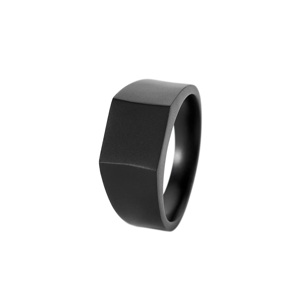 OSKAR Herren Siegelring Edelstahl Schwarz Viereck B 9,6 mm - Siegelringe Herren | OROVIVO