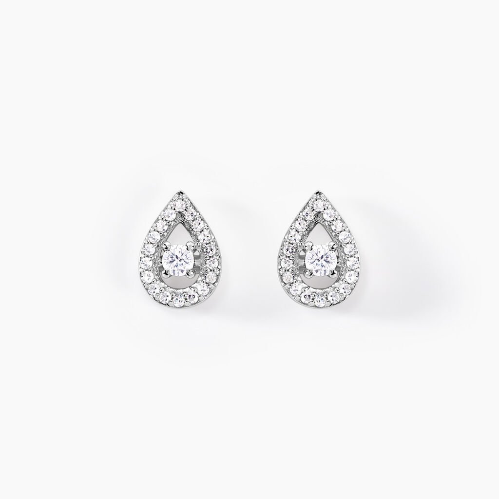 Boucles D'oreilles Puces Domitia Or Blanc Diamant - Spannringe Damen | OROVIVO