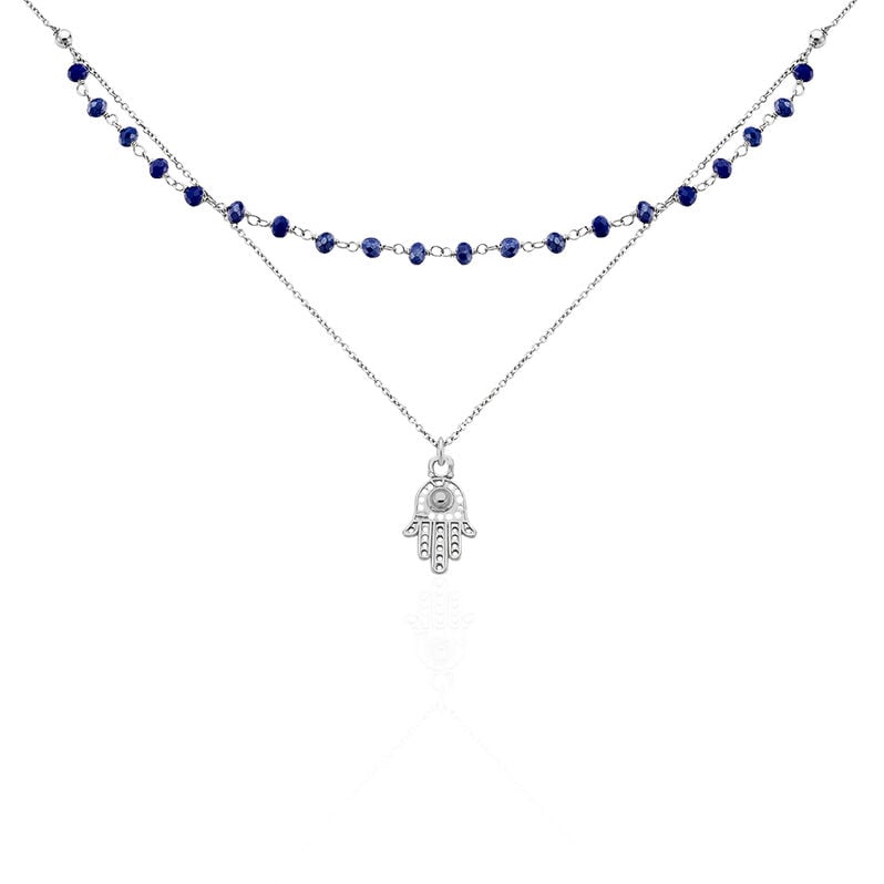 Collier Argent Bedra Maille Forcat Double Rang Main De Fatma - Spannringe Damen | OROVIVO