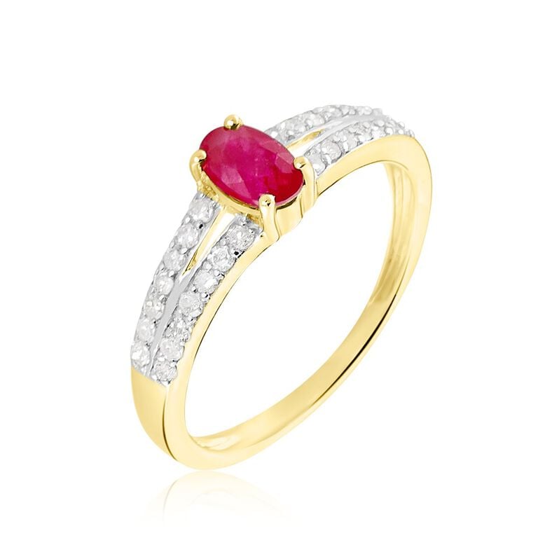 Bague Carlton Or Jaune Rubis Diamant - Spannringe Damen | OROVIVO