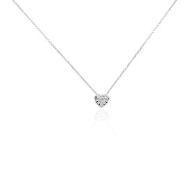 Damen Halskette Weißgold 750 Diamanten 0,11ct Herz - Herzketten Damen | OROVIVO